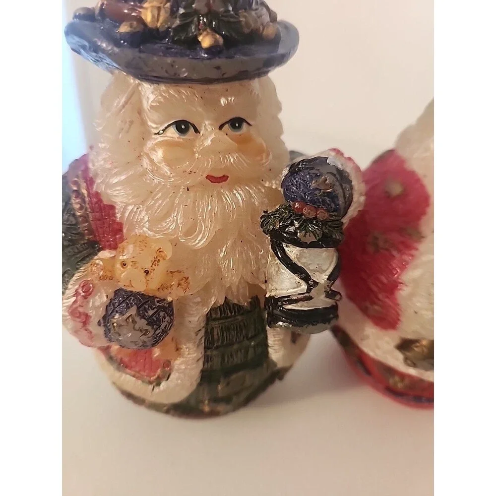Vintage Set of 2 - OLD WORLS ROUND BOTTOM SANTA CANDLES